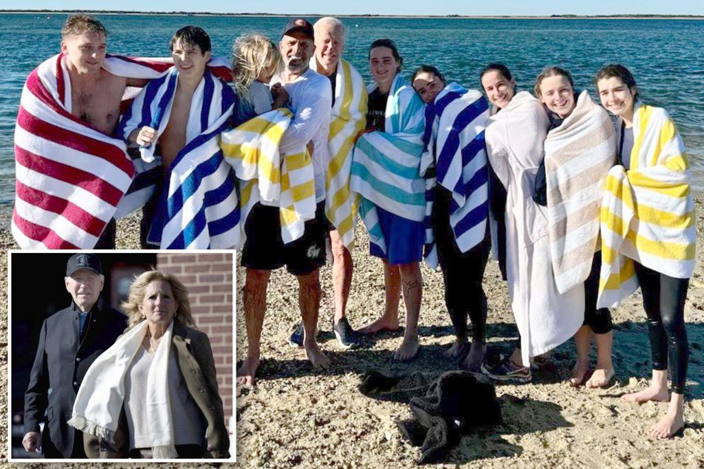 President Biden and son Hunter take Thanksgiving âpolar plungeâ in frigid Nantucket waters